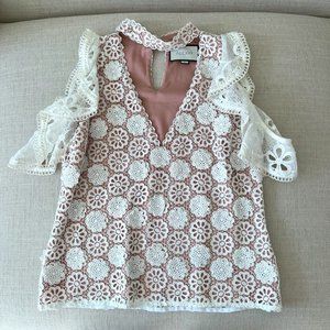 Alexis Pink and White Floral Lace Girls' Dress